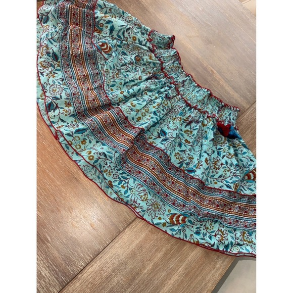 Poupette St Barth Mini Skirt Smocked Waist Floral Print Tassel Detail M/L - Picture 5 of 10